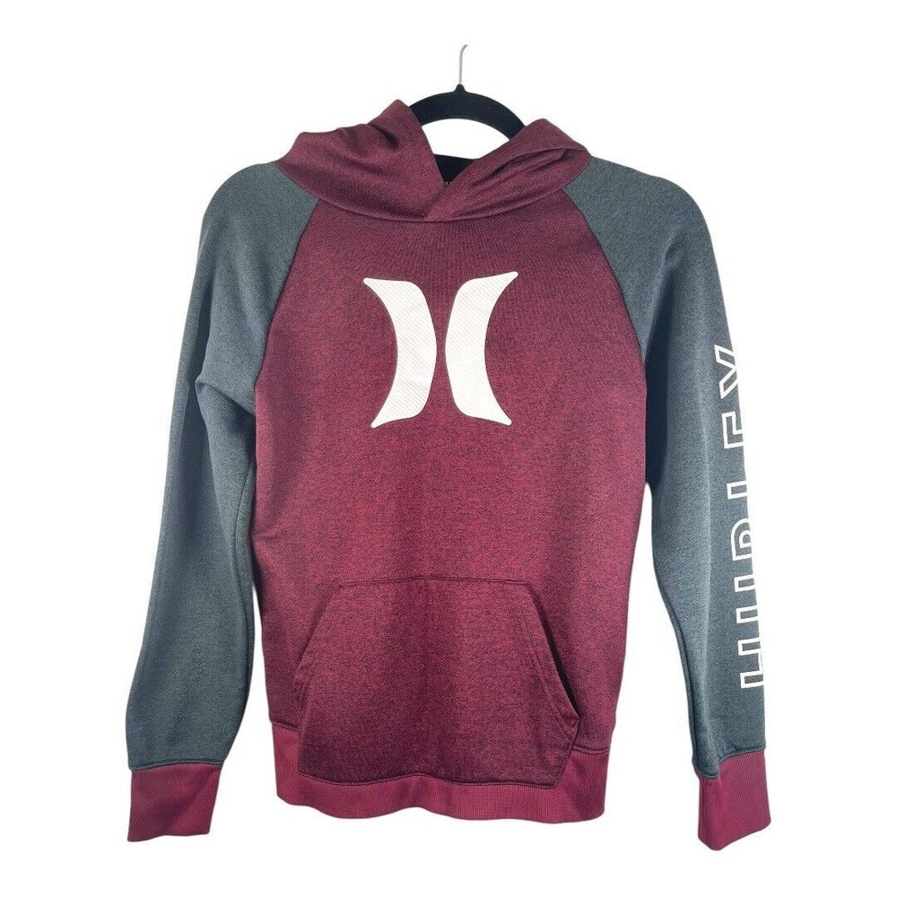 Hurley Hoodie for‎ boys size 10/12  Burgundy  & GREY
